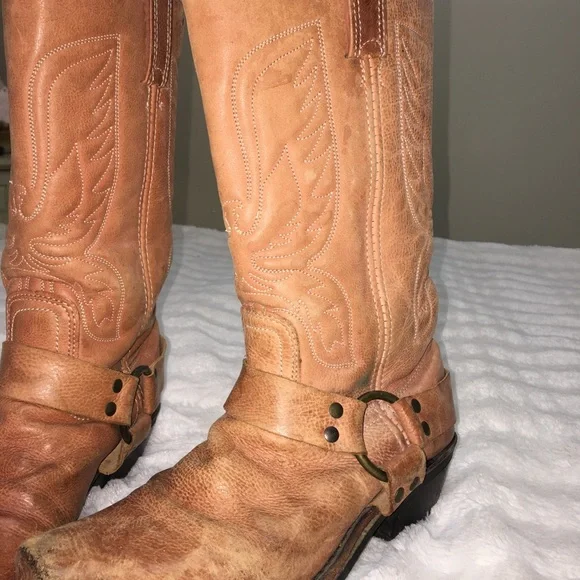 Frye RARE Vintage Coral Embroidered Eagle Phenix Rising Harness Riding Boot  8.5 - Picture 9 of 14